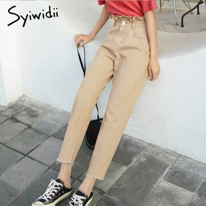 high waisted khaki mom jeans