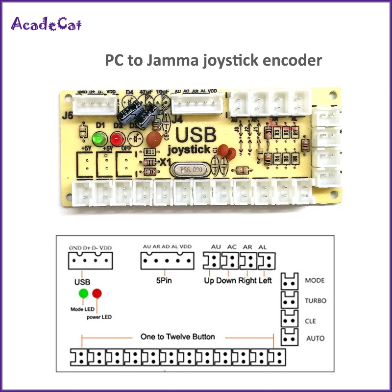 

Free shipping Zero Delay Arcade Game USB Encoder joystick controller PC board DIY MAME/PC fighting game joystick Rasberry Pi