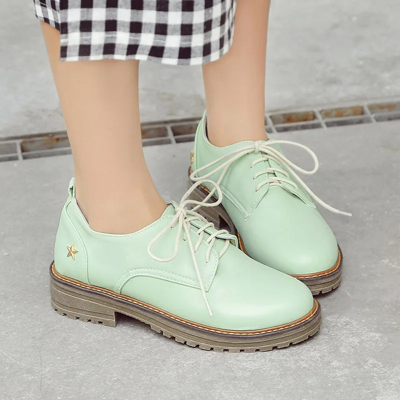 

Sweet style comfortable nubuck round toe pumps fashion star lace-up waterproof beige green pink mid-heel women's shoes big size