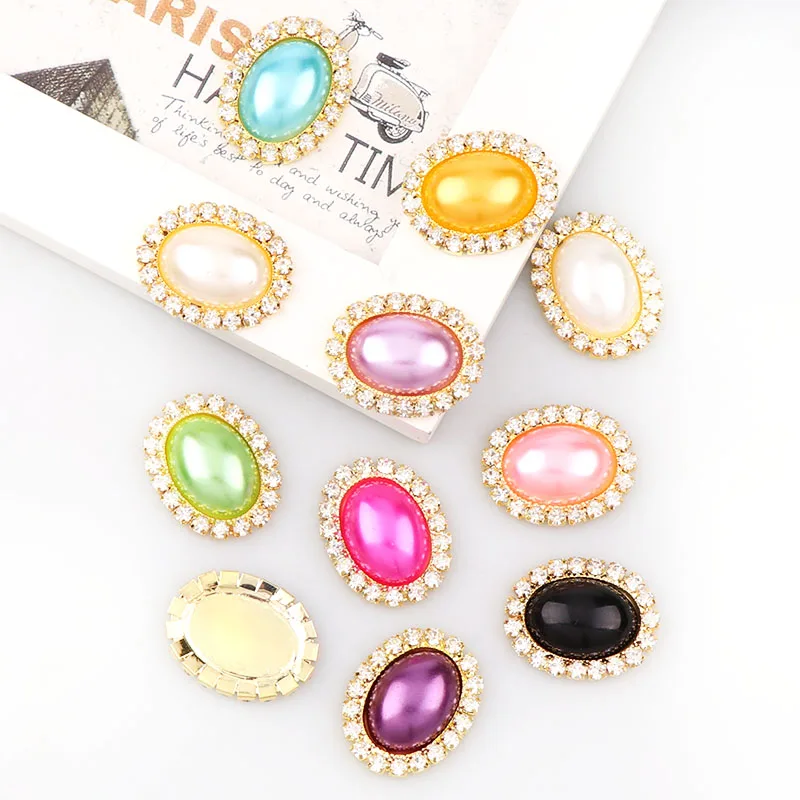 Новинка 13x18 мм овальные жемчужные пуговицы латунь 20x25 Золотой металлический