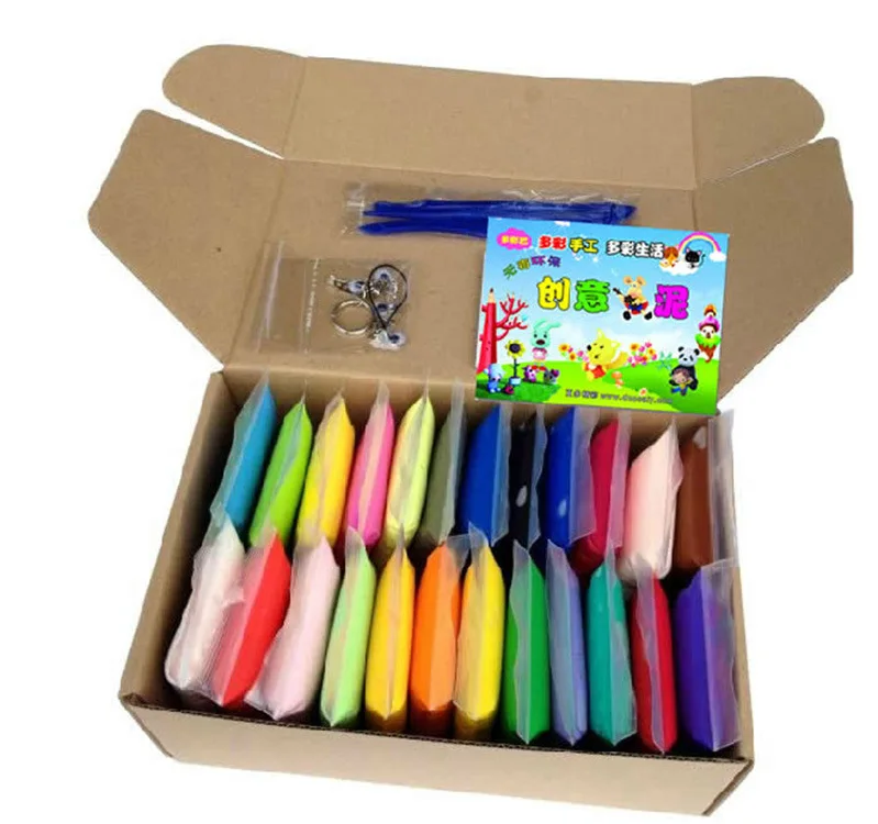 

Free shipping 24 Colors/set Polymer Clay Super With toolings Clay Intelligent Plasticine Learning Education Toys For Children