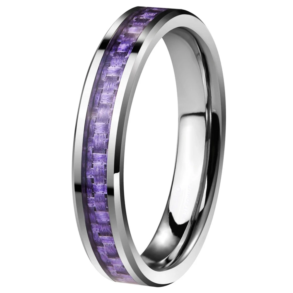 FREE SHIPPING Custom Engraved 2 Piece Couple Set 4mm Tungsten Bands Black Carbon Fiber Inlay Tungsten Wedding Rings Tungsten Wedding Bands