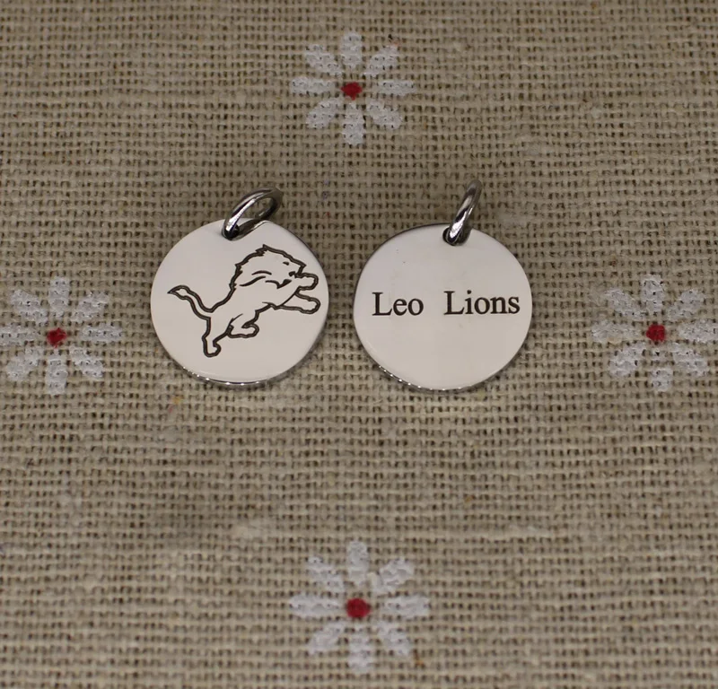 

Stainless Steel Lion Pattern Round Charm15mm 2 sided logo 12 Zodiac Signs Leo Pendant For diy Jewelry making