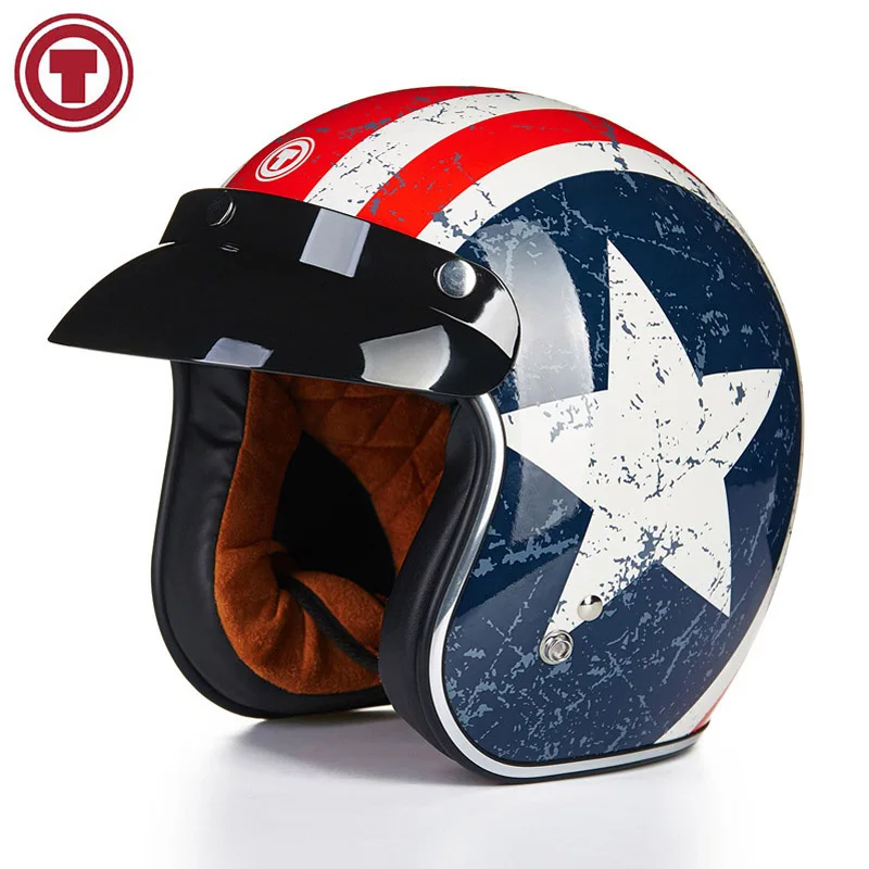 

New Product TORC 3/4 Route 66 Motorcycle JET Helmet Fluorescent Open Face Retro Vintage Motocross Helmet Capacete Moto Casco