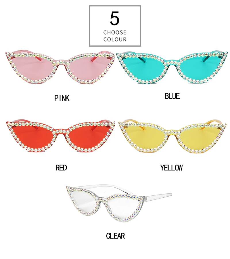 Женские солнцезащитные очки маленького размера, карамельные розовые желтые стразы, Винтажные Солнцезащитные очки без оправы для женщин oculos
