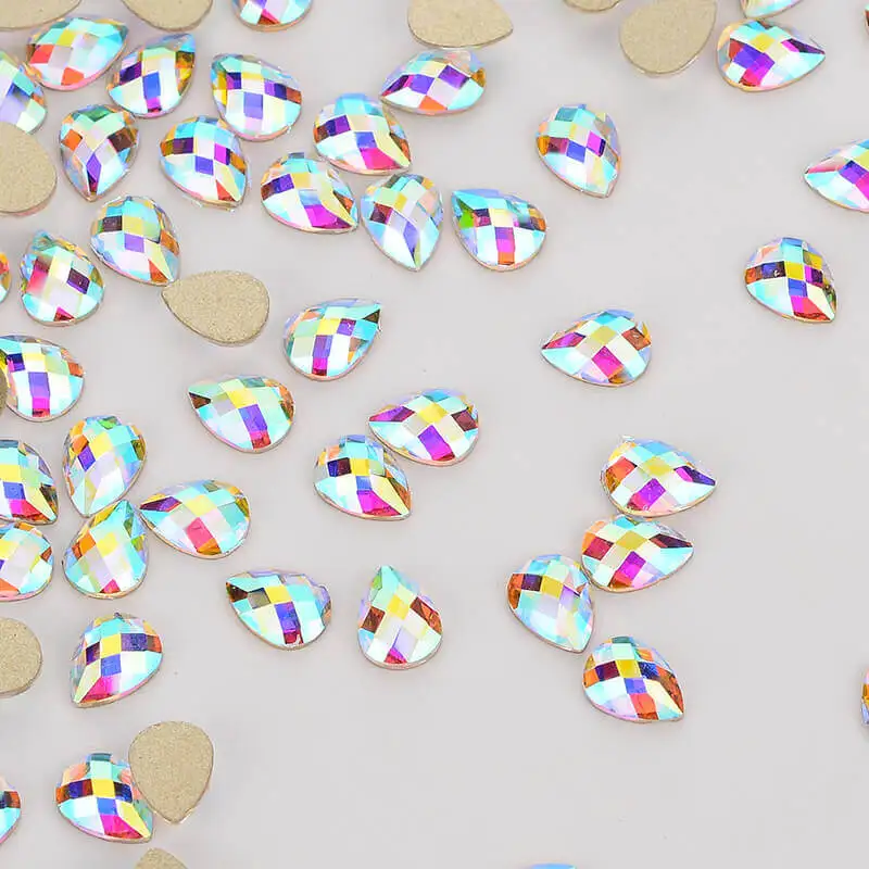 

Drop Shape Crystal AB Flat Back Fancy Nail Rhinestones For Wedding Personality Design Beads