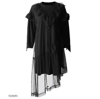 

European style 2019 New arrivals summer Spring fashion women clothes Irregular personality solid color casual dress T3292