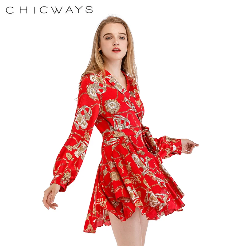 CHICWAYS сексуальное пляжное свободное платье с принтом короткие платья оборками