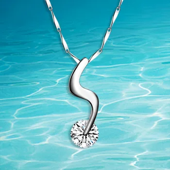 

925 sterling silver necklace female contracted fashion accessories single stone shine Pendants necklace. woman gift