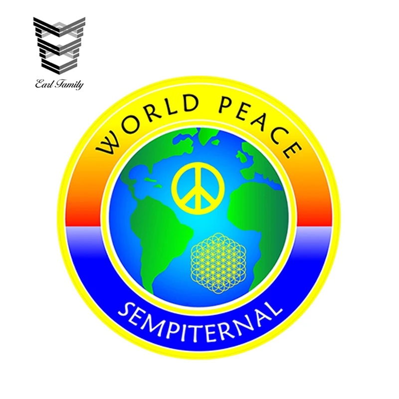 

EARLFAMILY 12cm x 12cm Sempiternal World Peace Decal Sticker Everlasting Reflective Car Styling Sticker Motorcycle Accessories
