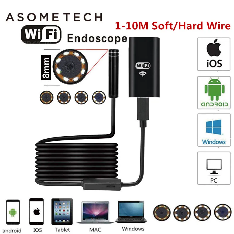 

Wifi Endoscope Camera 720P Camcorder Borescope Camera Endoscopio Semi Rigid Hard Snake Inspection Tube Android IOS Micro Cameras