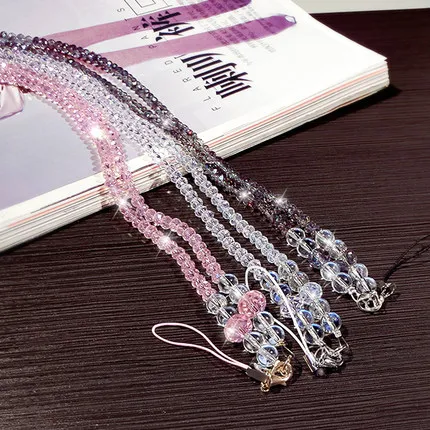 

Artificial Crystal Neck Necklace Strap Lanyard U Disk ID Work Card Mobile Cell Phone Chain Straps Keychain phone Hang Rope