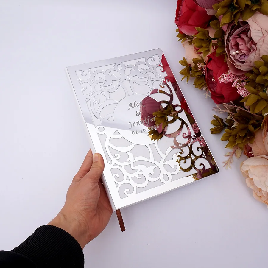 Najtaniej Niestandardowy symbol miłości podpis weselny księga gości spersonalizowane lustro przednia okładka panna młoda i pan młody sen Party Decor prezent dobrodziejstw