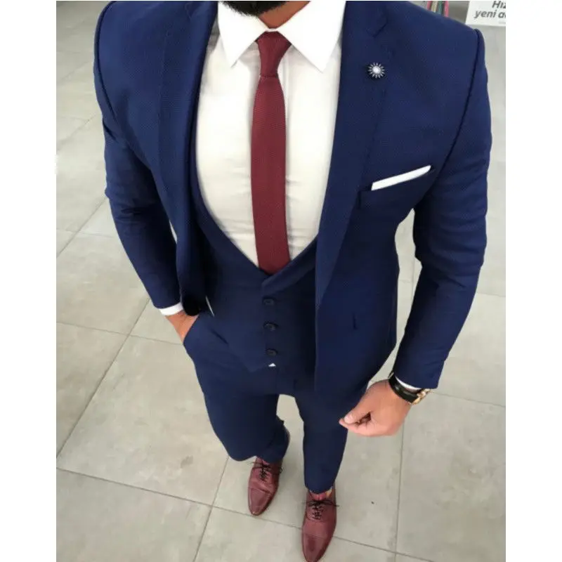 2018 New Arrival Mens Suits Wedding costume homme Handsome Groom Tuxedo Slim Fit Men Blazers Jacket Groom Prom Wear 3 piece 