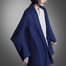 Ограниченное по времени время карманы молнии обычный твердый байан кабан пальто осень и зима новая мода пальто для волос рукав летучая мышь шерсть