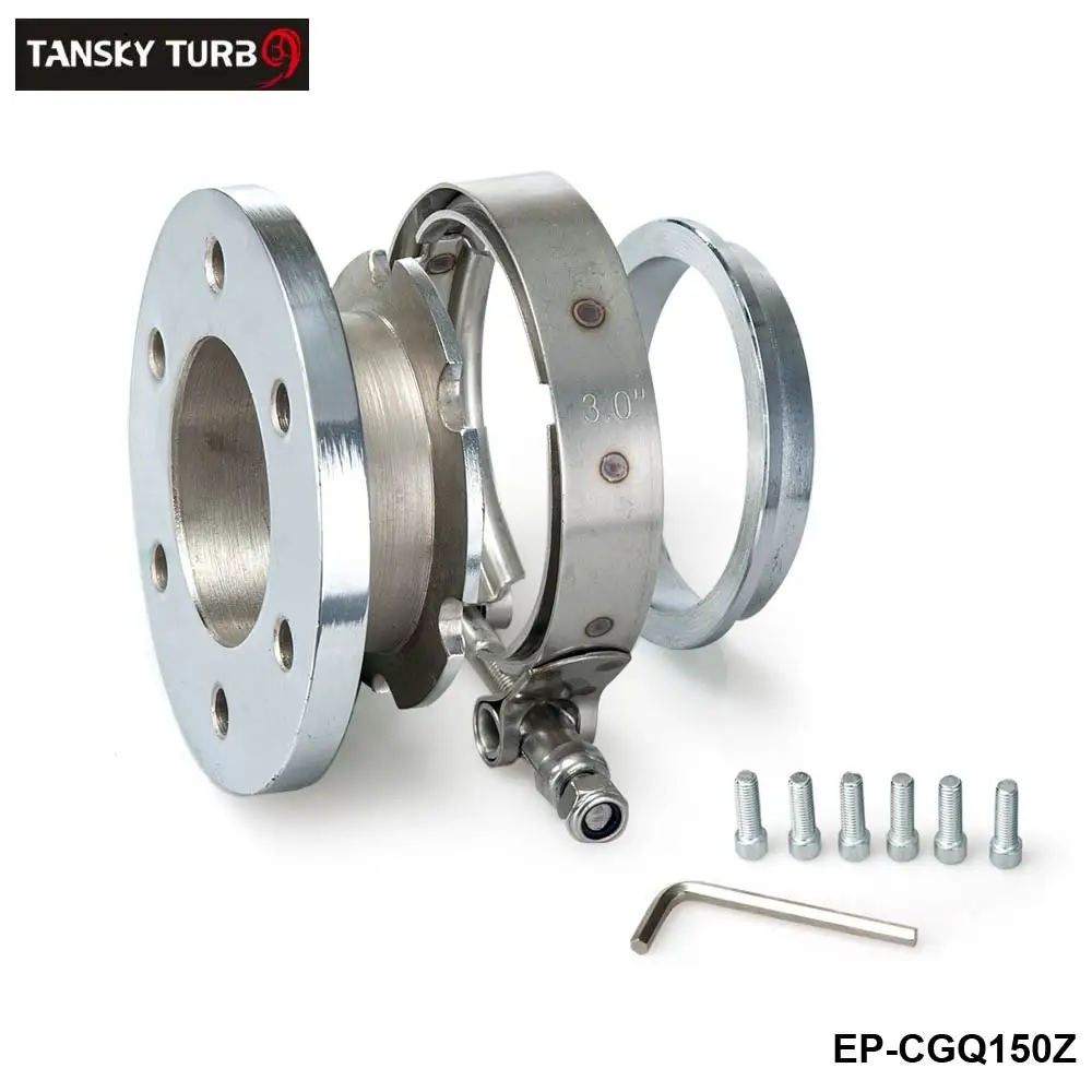 TANSKY- Stainless V-Band 6-Bolt Clamp+Flange For Turbo Down Pipe Wastegate Exhaust Pipe EP-CGQ150Z
