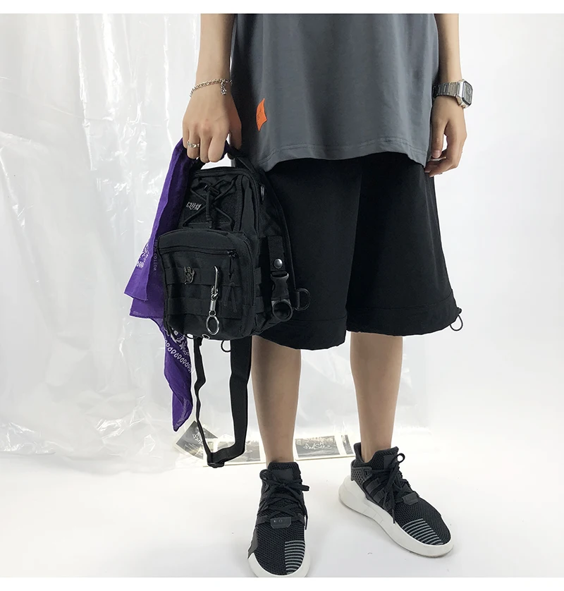 Тактические мужские нагрудные сумки дизайнерские крутые сумки через плечо для мужчин хип-хоп Уличная сумка короткая дорожная сумка мессенджеры