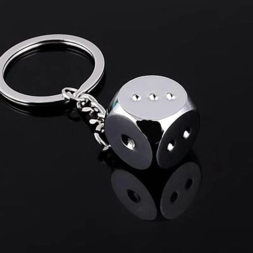 Zinc Alloy Dice Keychain Pendant Creative Personality Silver Color