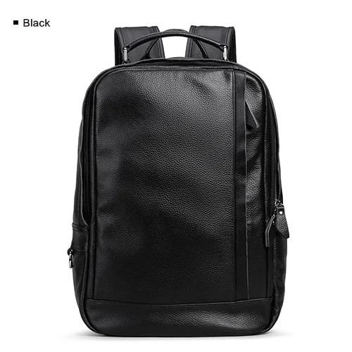 Мужской рюкзак из натуральной кожи, сумка для путешествий, модный тренд, Молодежный кожаный рюкзак для отдыха, простая мужская сумка для компьютера, рюкзак - Цвет: black