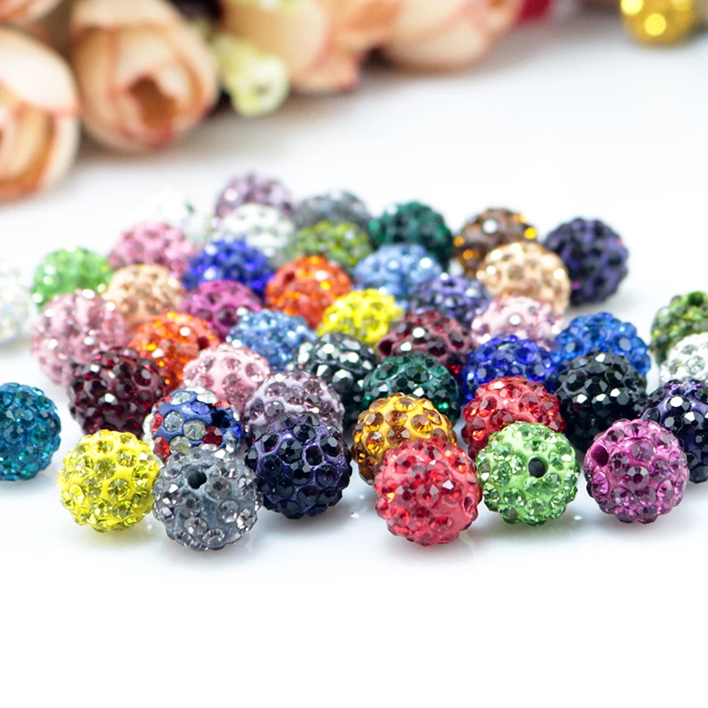 50Pcs 8mm 10mm Multicolor Rhinestone Beads Crystal Disco Ball Beads