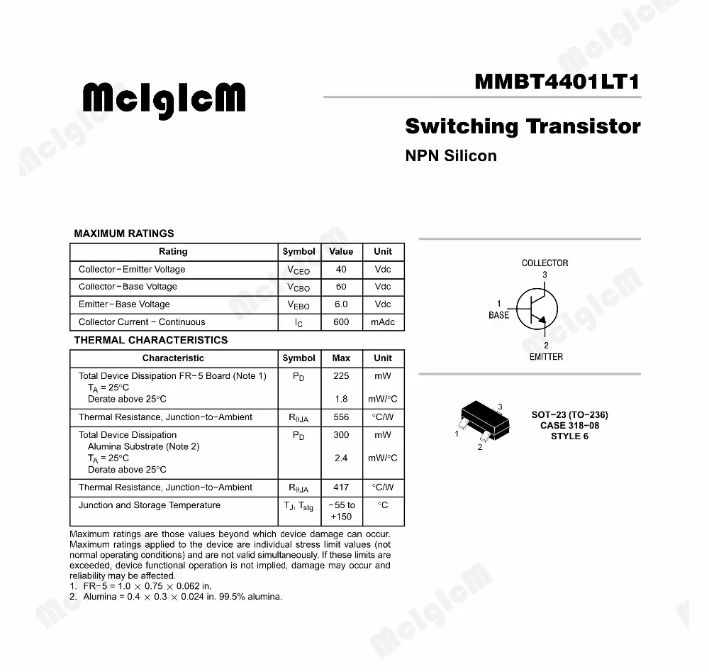 MCIGICM MMBT4401 100 шт. MMBT4401LT1G 4401 600mA 40V СОТ-23 транзистор NPN SMD