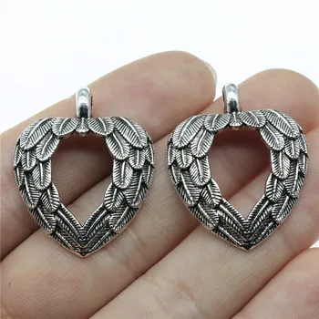 

WYSIWYG 3pcs 31x26mm Angel Wings Heart Charm Pendants For Jewelry Making DIY Findings