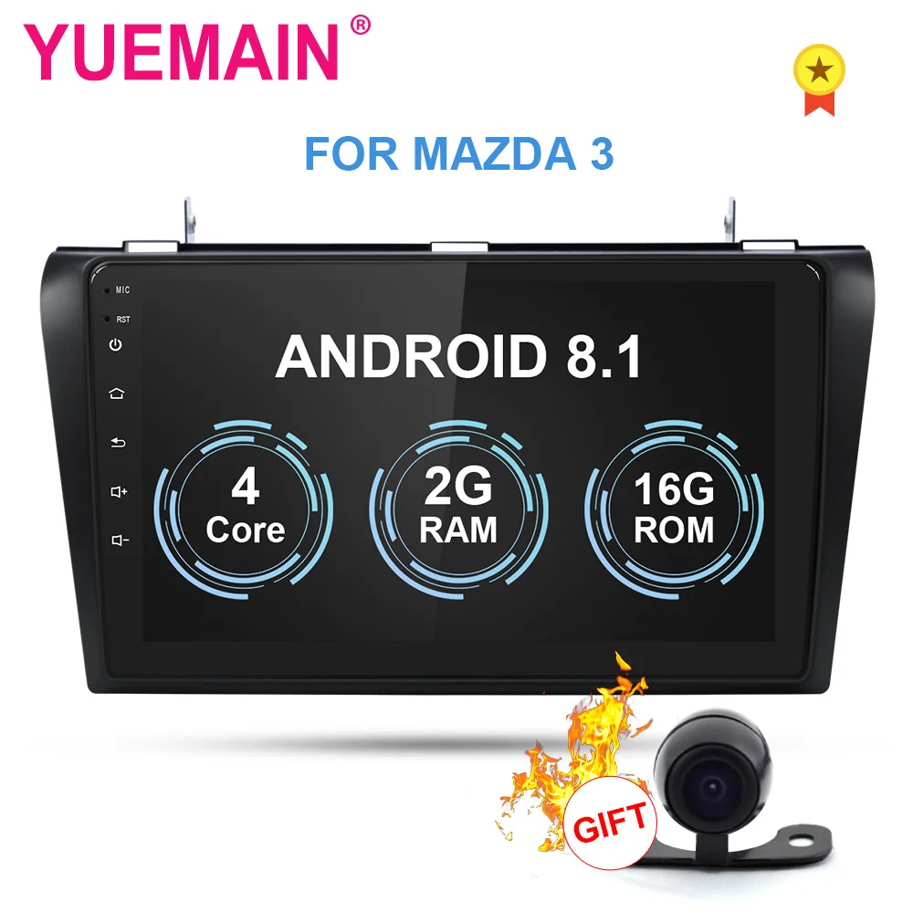 YUEMAIN 2Din Android 8.1 Car Multimedia Radio Player For Mazda 3 2004-2009 Autoradio Tape Recorder GPS Navigation WIFI Camera