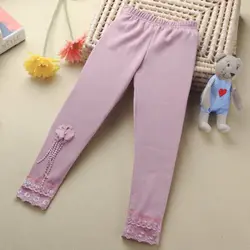 Lyocell/детские кружевные танцевальные обтягивающие штаны с цветочным принтом для маленьких девочек; Стрейчевые брюки