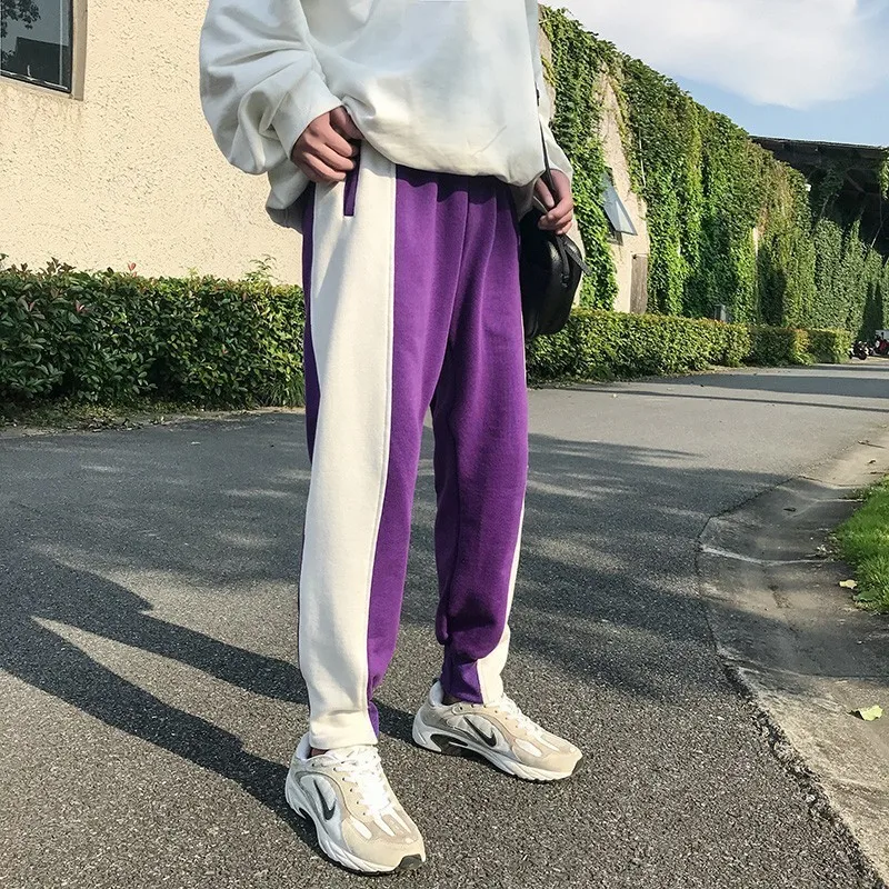 violet Couleur Taille Automne Lâche Coréen De Nouveaux Mouvement Élastique 2018 Côté Noir Bande Hommes 2xl violet Marée Black Pantalon Mode Casual M q1pxa