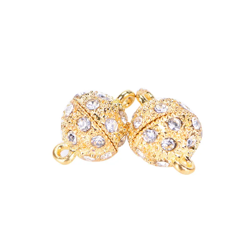 1 Piece Jewelry Beads Retail Silver Plated Rhinestone Ball Magnetic Clasps 10*15mm Jewelry Findings & Components