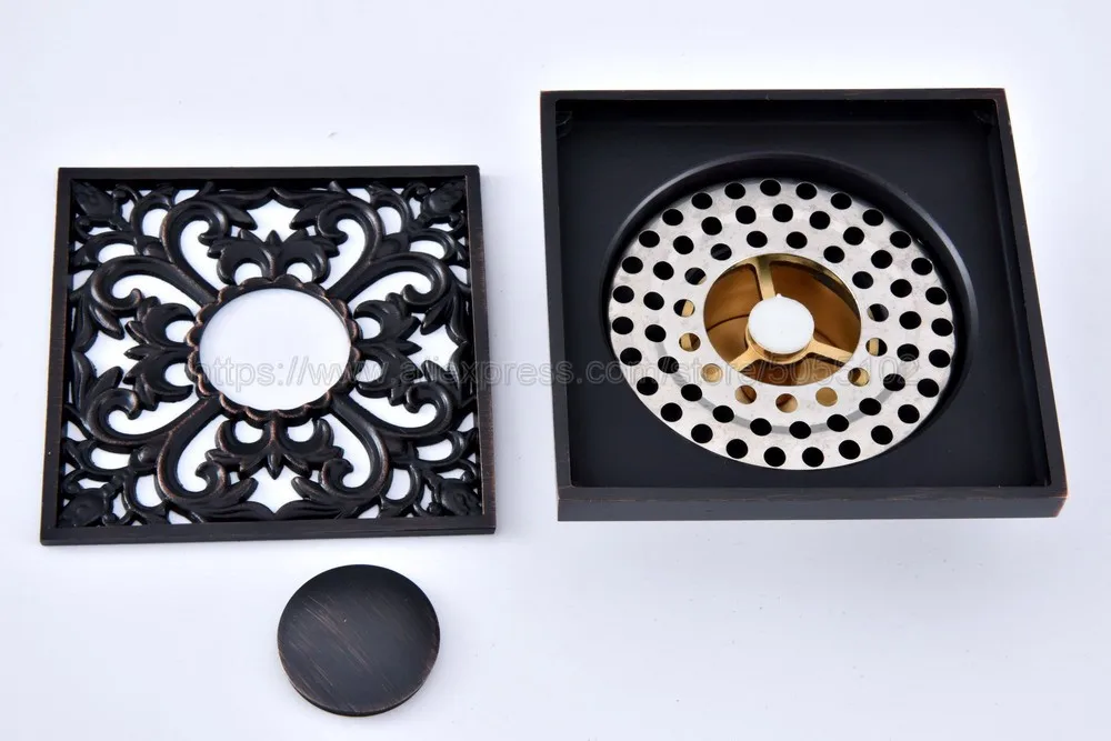 Floor Drains Oil Rubbed Bronze Shower Floor Drain Bathroom Deodorant Square Floor Drain Strainer Cover Grate Waste zhr086