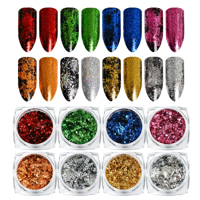 

Magic Mirror Chameleon Nail Glitter Gold Silver Red Purple Sparkles For Nails Irregular Paillette Manicure Nail Decoration