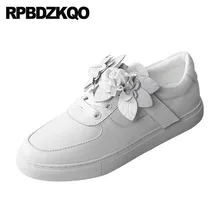 Кроссовки знаменитость марка зашнуровать повседневная весна осень цветочный Круглый носок белый цветок Дизайнерская обувь женская роскошь плоские последние красивая Мода европейская отправка капель весенняя