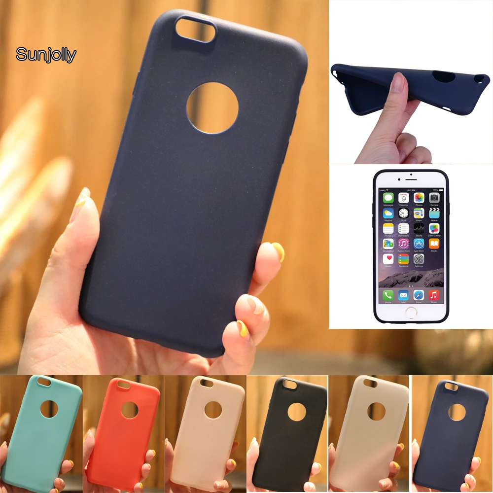 

Sunjolly Solid Color Phone Case Soft TPU Silicon Pink Blue Protector Cover Thin Light coque funda for iPhone 6s 6 7 Plus 5s 5 SE