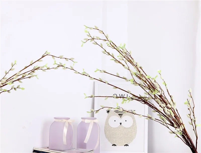 Flone Artificial Silver Willow Fruit Simulation Plant Tree Branch Silver Willow Flower Wedding Home Party Decor Art Arrangement (7)