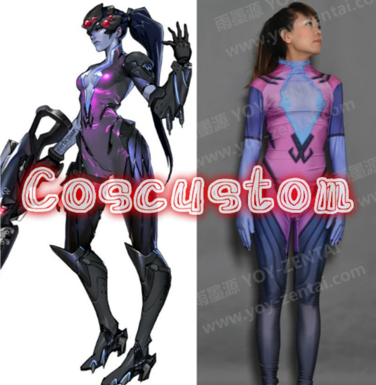 

Coscustom High Quality Game OW Widowmaker Costume Widowmaker Suit spandex Lycra BodySuit Halloween Cosplay Costume Custom Made