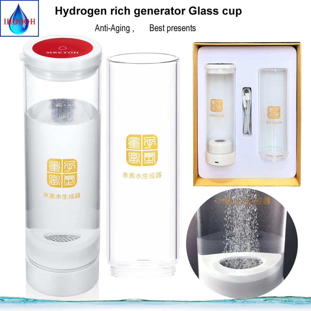 

IHOOOH factory H2 generator water cup 600ml Anti-Aging Ionizer electrolysis water Hydrogen and oxygen separation Japanese SPE