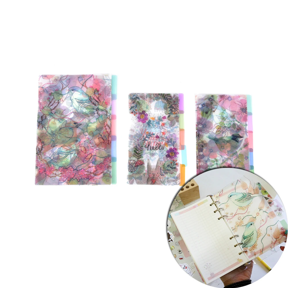 

Coloful Bird Garden A5&A6 PP Board Index Divider For DIY Notebook Planner Diary Refills Loose Leaf Spiral Binder Accessories