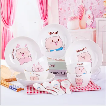 

Dinnerware ceramics Bowl Dish Soup bow Pig Kids Gift Kitchen Cooking Tools Accessory Household Tableware Home Decor Porcelain