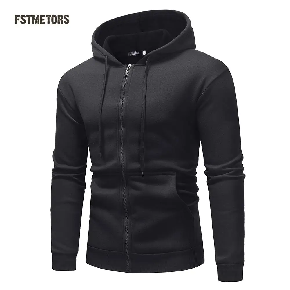 2018 Men's Hoodie Casual Solid Color Zipper Neutral Minimalist Fashion Sports | Мужская одежда