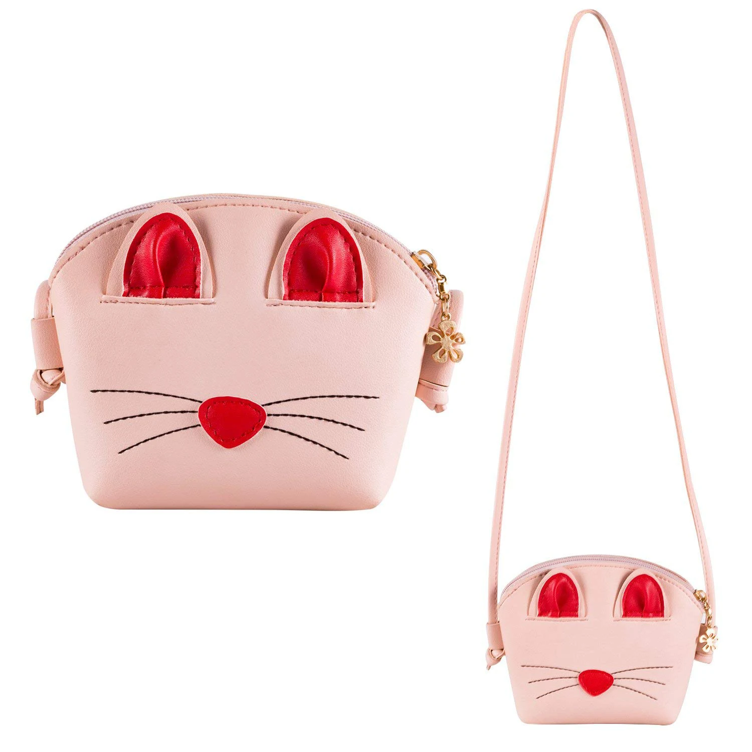 Pink Little Girls Crossbody Purse Cute Cat Shoulder Bag for Girls,Kids
