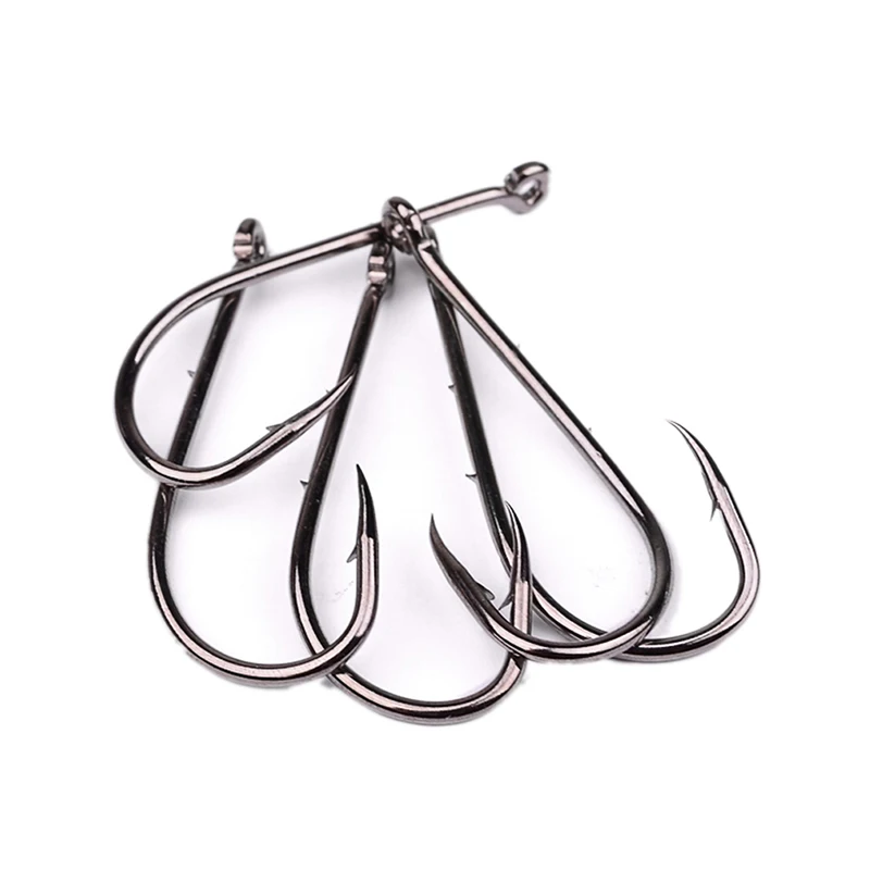 

NEW 50pcs/lot Fishhook 1#-6/0# High-carbon Steel Black Jig Big Hook Corrosion Fishing Hooks