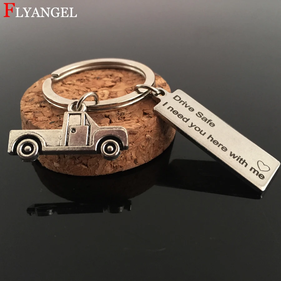 2018 Engrave Drive Safe Small car Pendant Jewelry Travel Keychain For