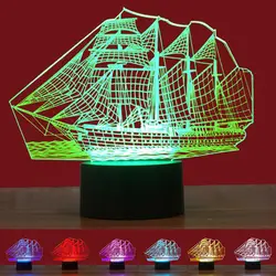 Ночник 3D свет лодка красочный сад USB украшения Декор лампа вечерние настольная Вечеринка ночник сенсорный переключатель светодио дный led 3D