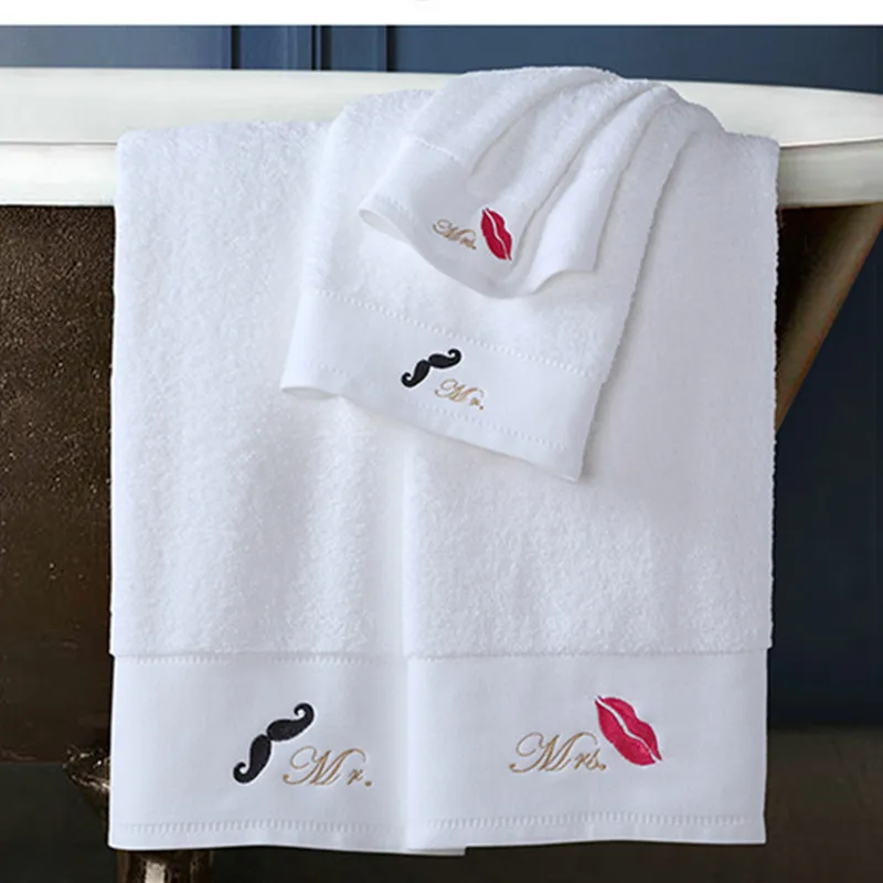 

2pcs 180g 40*75cm Cotton Hand Face Towel Absorbent Couple Wedding Valentine's Day Gift Hotel Sauna Home Bathroom Wash Cloth T15