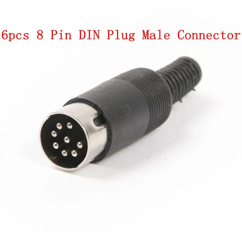 

Wholesale 6Pcs/Set Male Canon 13.5mm 8 Pin DIN Plug Connector with Black Plastic Handle DIY Connector For Charger & Microphone