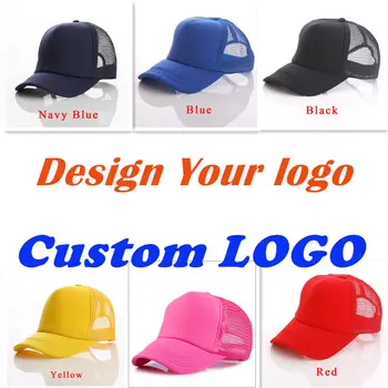 

Factory Price! 20pcs Free Custom LOGO Trucker Cap Design Text Photo Print Adult Children Mesh Adjustable Snapback Dropshipping