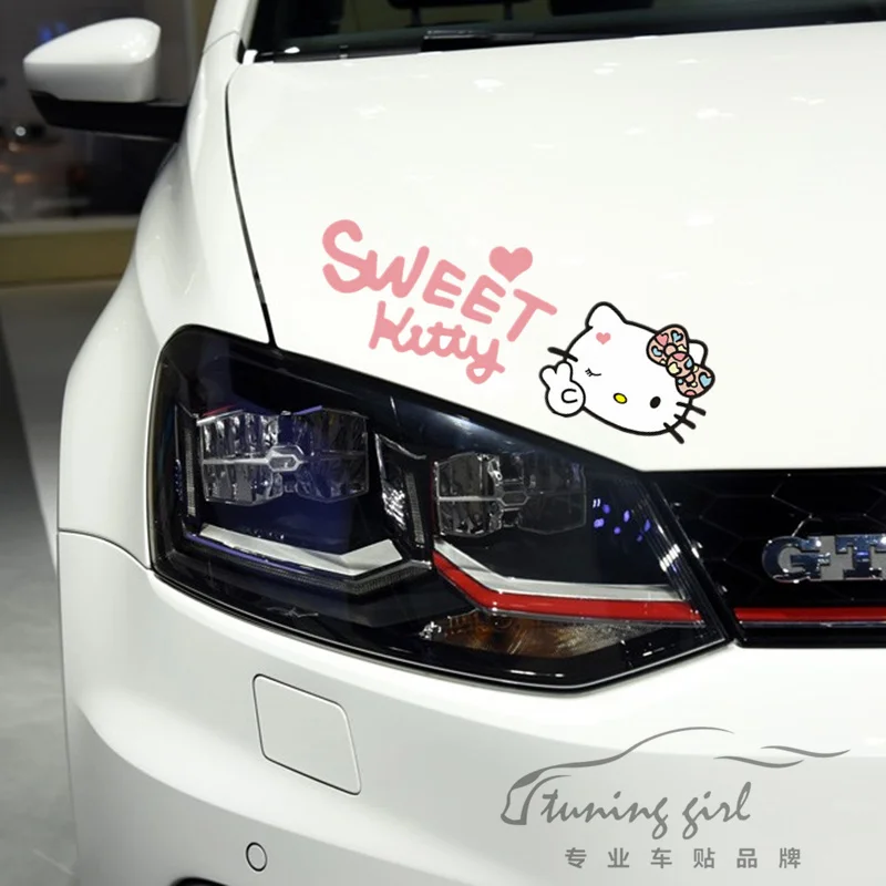 Car Stickers Hello Kitty Sweet Pink Lovely Cartoon Cute Colorful