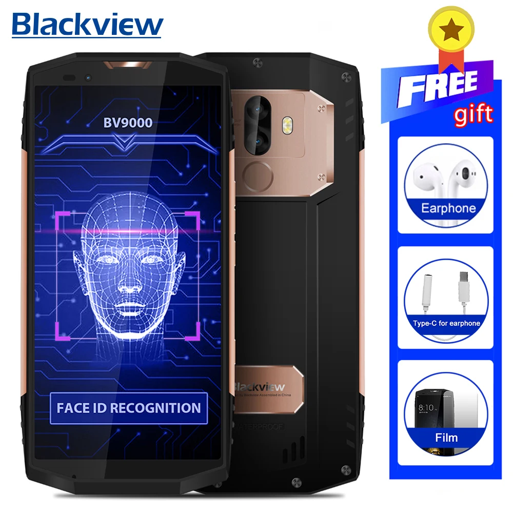 BLACKVIEW BV9000 5 7 &quot18:9 FHD экран Прочный смартфон IP68 Водонепроницаемый Восьмиядерный 4GB + 64GB 4180mAh NFC мобильный