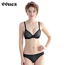 VVUES Women Sexy Lace Bra Set Mesh Lace Push Up Bra Set Underwire Transparent Bra Suit Women Lingerie Set Ladies Bralette 2019 trendy push up spaghetti strap underwire lace bra set for women
